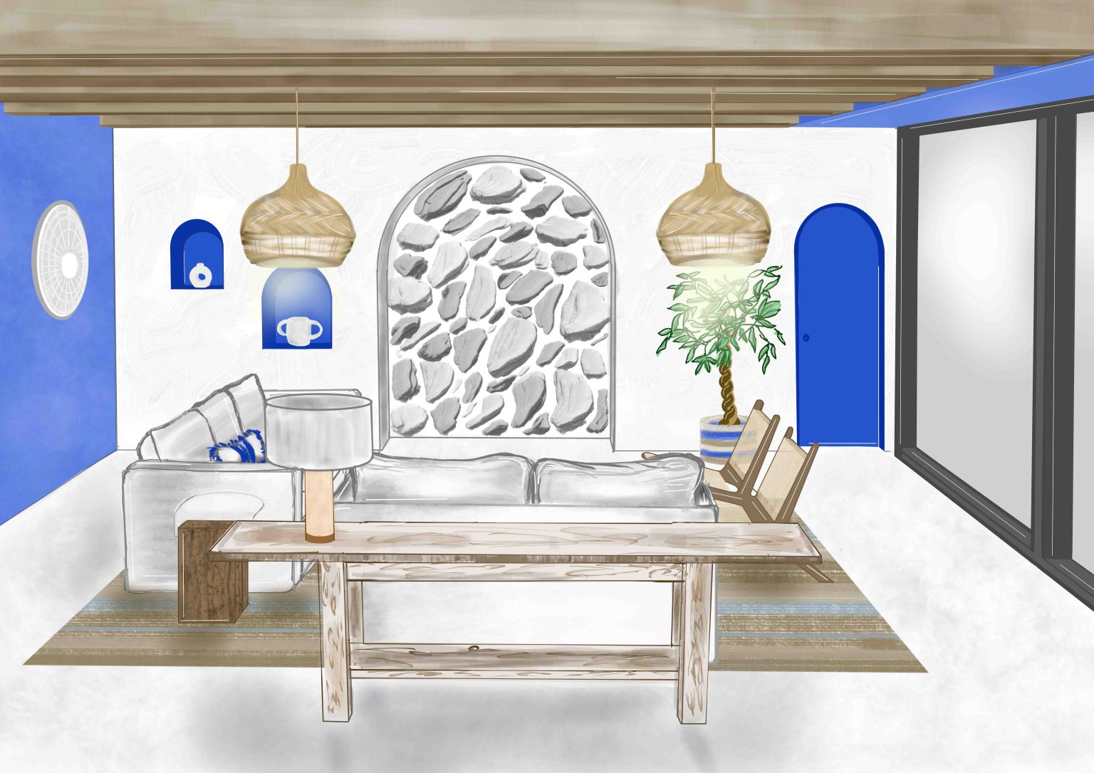 Croquis salon – villa Eco Dream