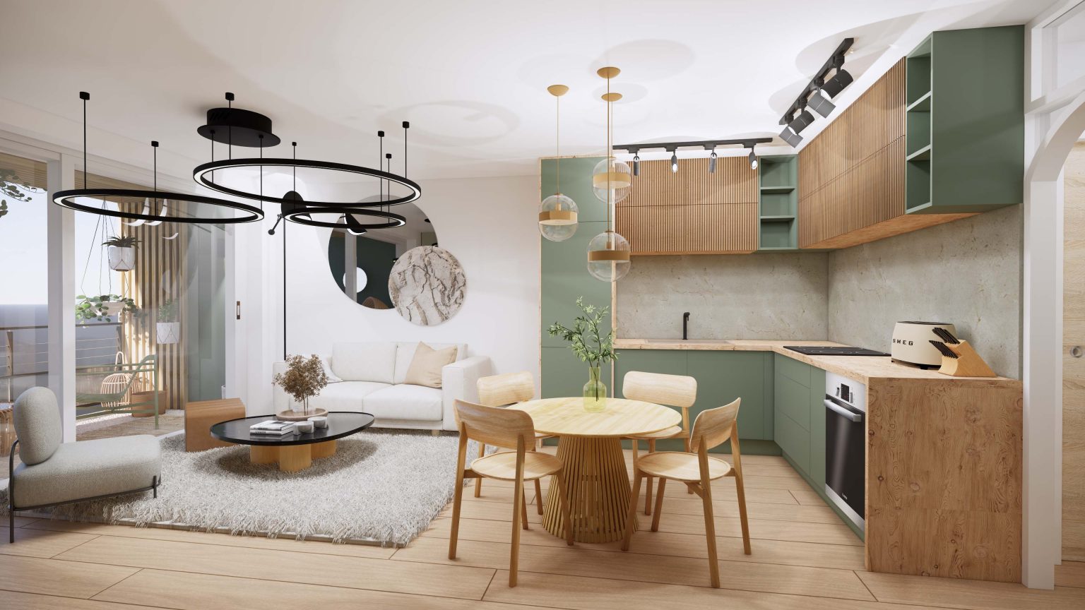 Projection réaliste : cuisine – appartement Delfino à Nice