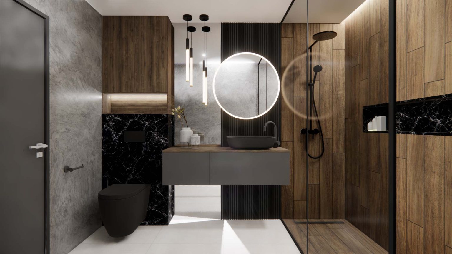Projection réaliste : salle de bain – appartement Ébène