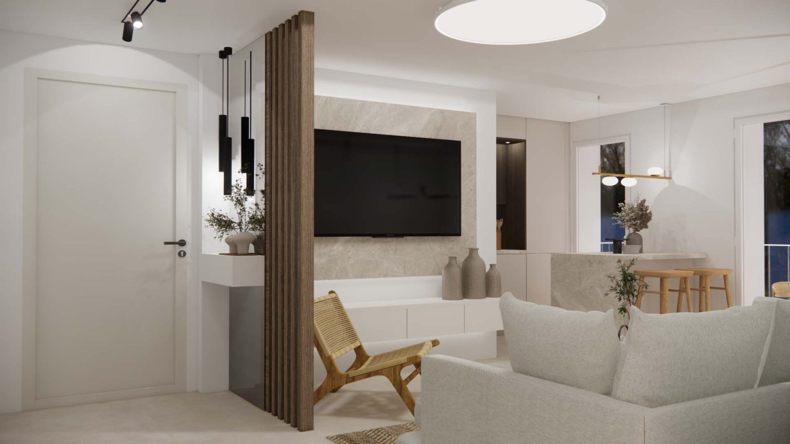 Projection réaliste : couloir – appartement Galini à Cannes