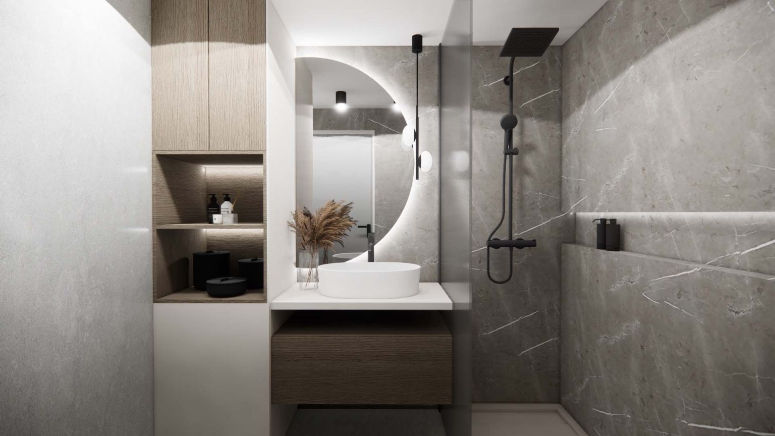 Projection réaliste : salle de bain – appartement Galini à Cannes