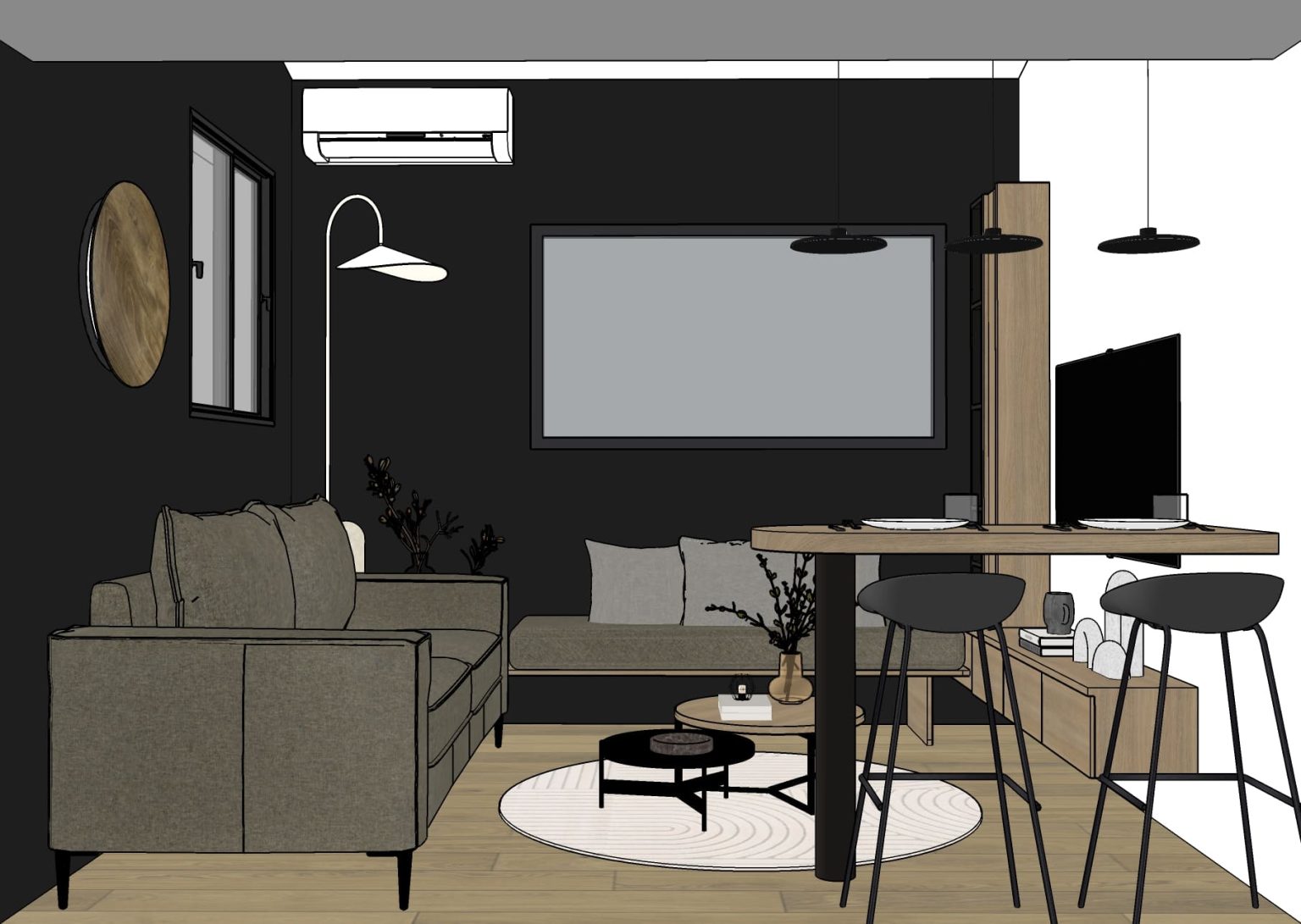Rendu 3D : banquette – studio Graphite
